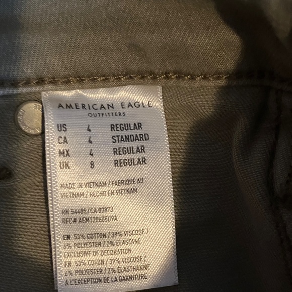 American Eagle O Nxt Level Stretch HR Skinny Utility Jeans Army Green, Size 4 - Picture 10 of 11